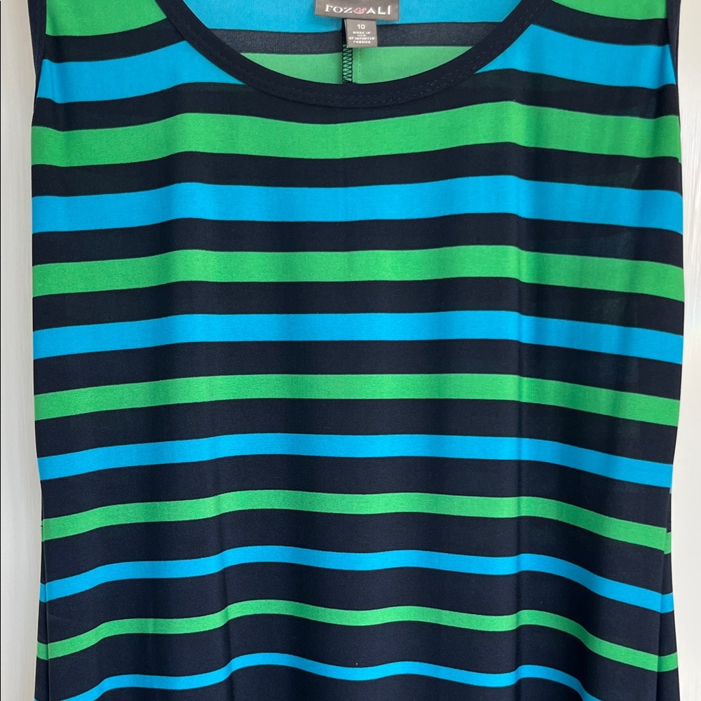 Roz & Ali Striped Maxi Dress - Teal and Navy - Picture 4 of 5
